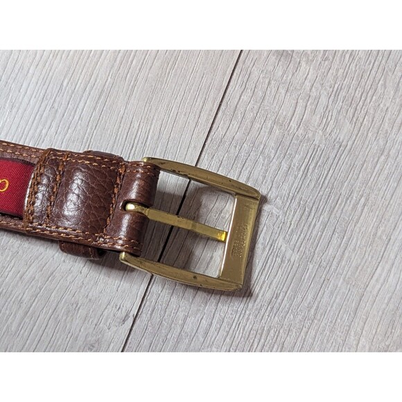 Cole Haan Leather Belt Men's Solid Brass Buckle A3780 Brown 90/36 - Picture 6 of 6